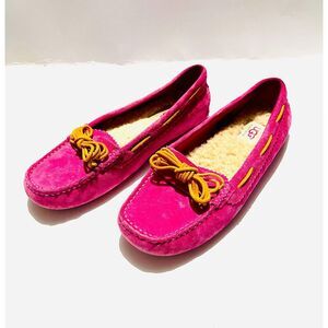 UGG flat leather loafers removable insulated Sheepskin Pink moccasins womens 7.5